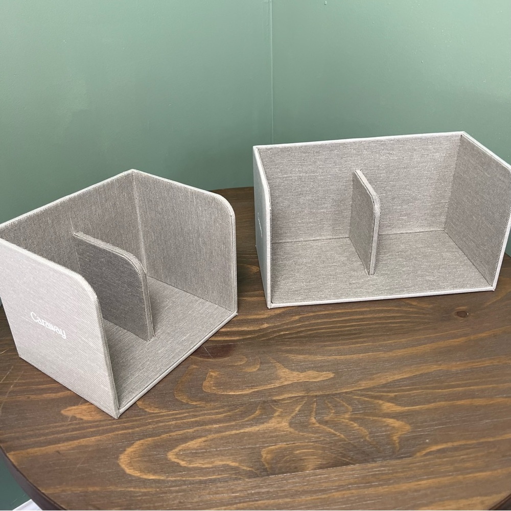 Caraway Food Storage Bin Holder Organizer Cabinet Gray x 2 Gray Canvas Magnetic - Picture 3 of 12